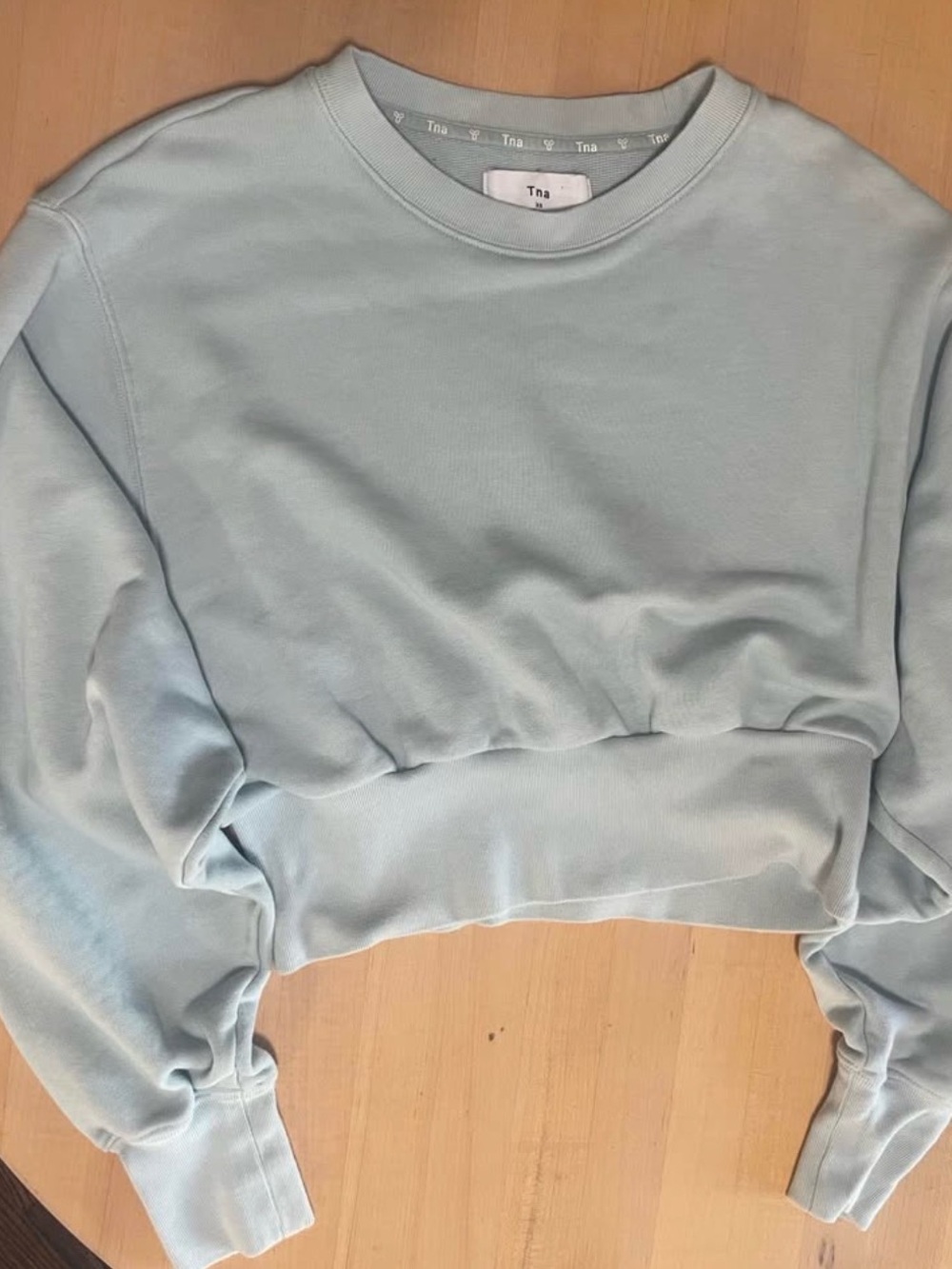 TNA Cropped Crewneck Sweatshirt in Pale Blue